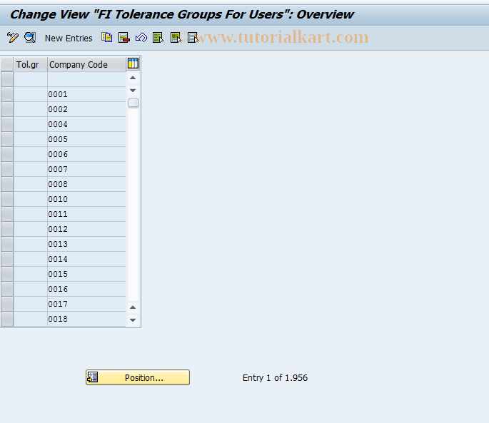 SAP TCode OBA4 - C FI Maintain Table T043T