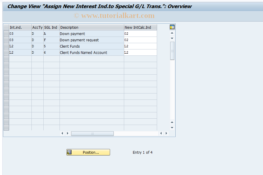 SAP TCode OBAB - C FI Maintain Table T056Y