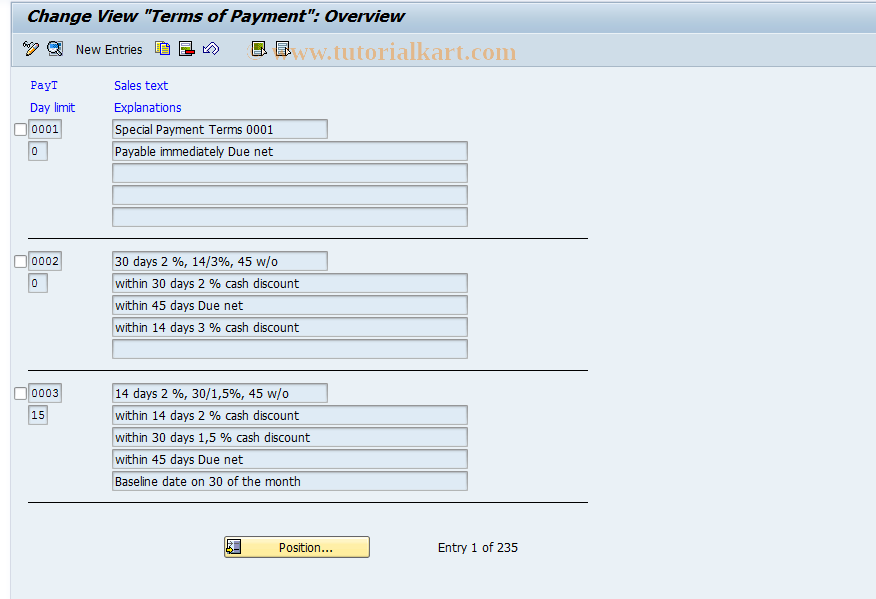 SAP TCode OBB8 - C FI Maintain Table T052