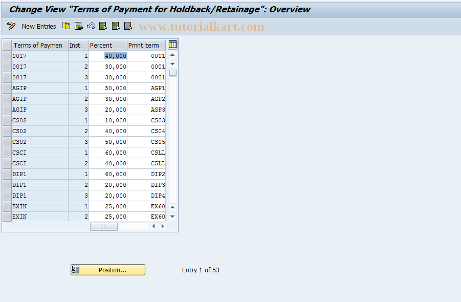 SAP TCode OBB9 - C FI Maintain Table T052S