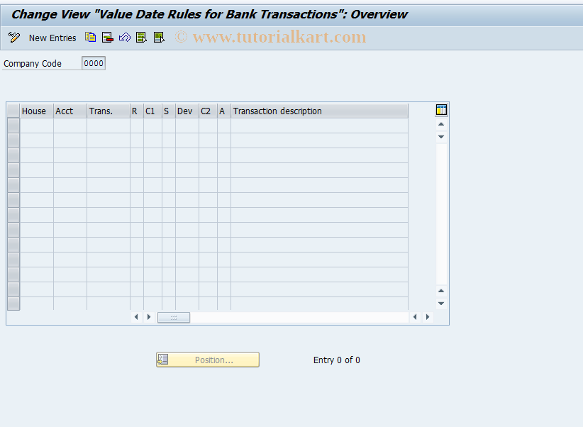 SAP TCode OBBA - C FI Maintain Table T012C