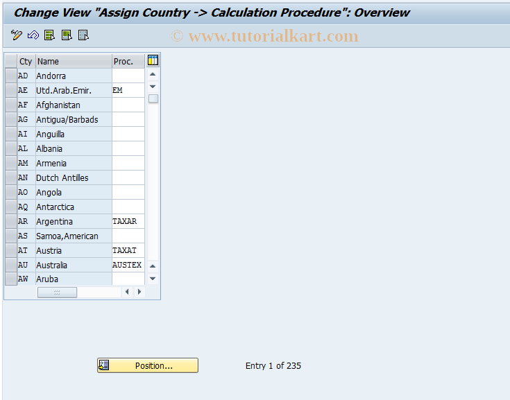 SAP TCode OBBG - C FI Maintain Table T005 (KALSM)