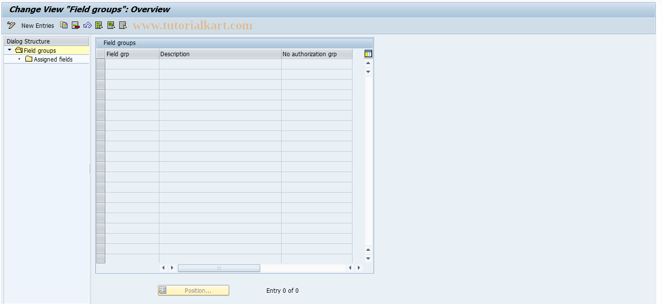 SAP TCode OBBI - Maintain G/L Account Field Groups