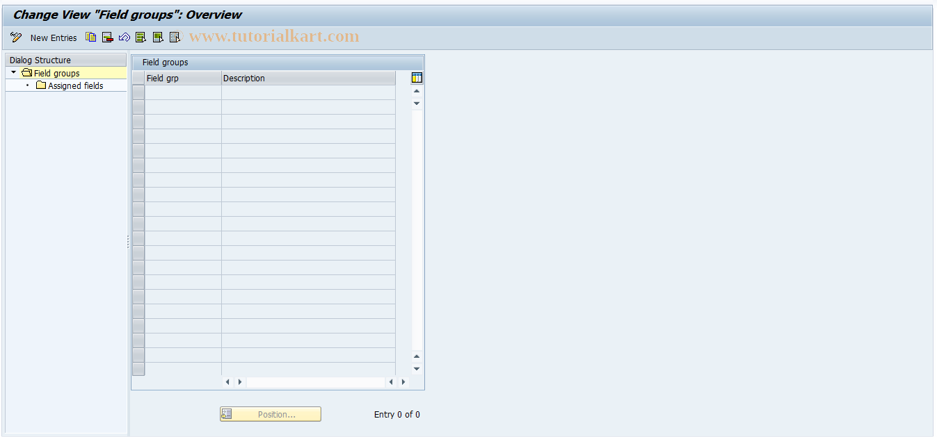 SAP TCode OBBJ - Maintain Sample Account Field Groups