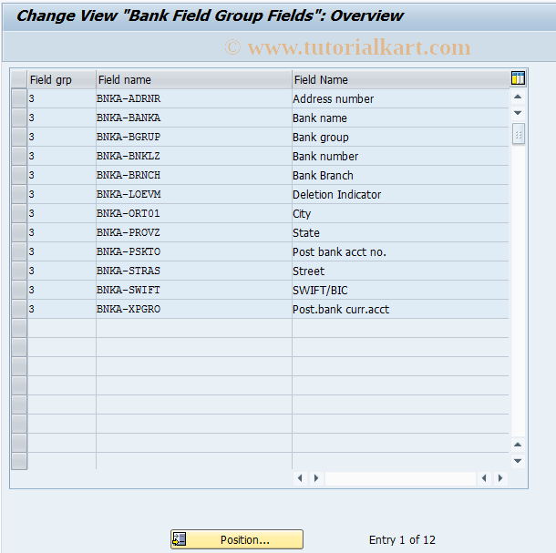 SAP TCode OBBL - C FI Maintain Table T055 (Banks)