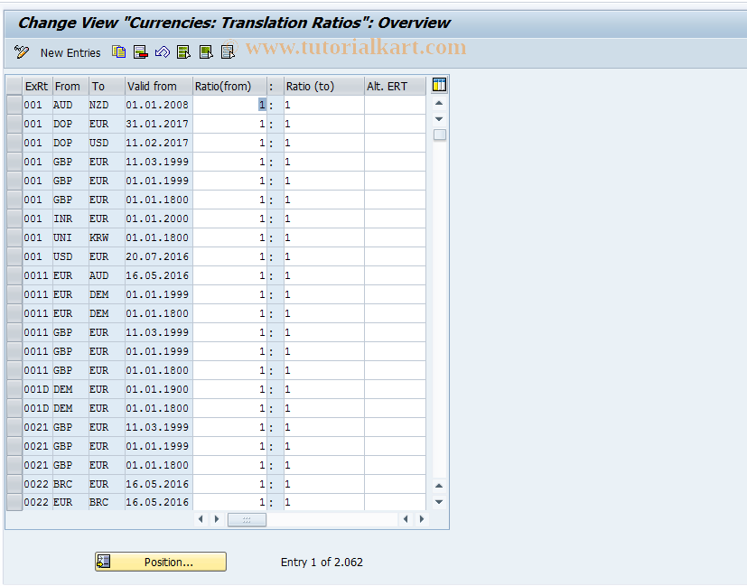 SAP TCode OBBS - C FI Maintain Table TCURF