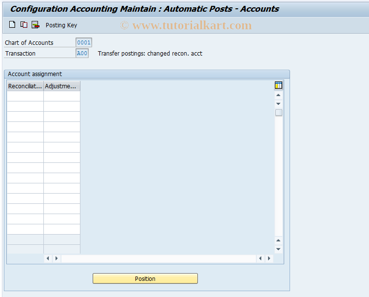 SAP TCode OBBW - C FI Maintain Table T030 BI3+A00