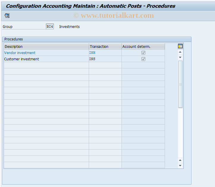 SAP TCode OBBX - C FI Maintain Table T030 BI4+SPACE