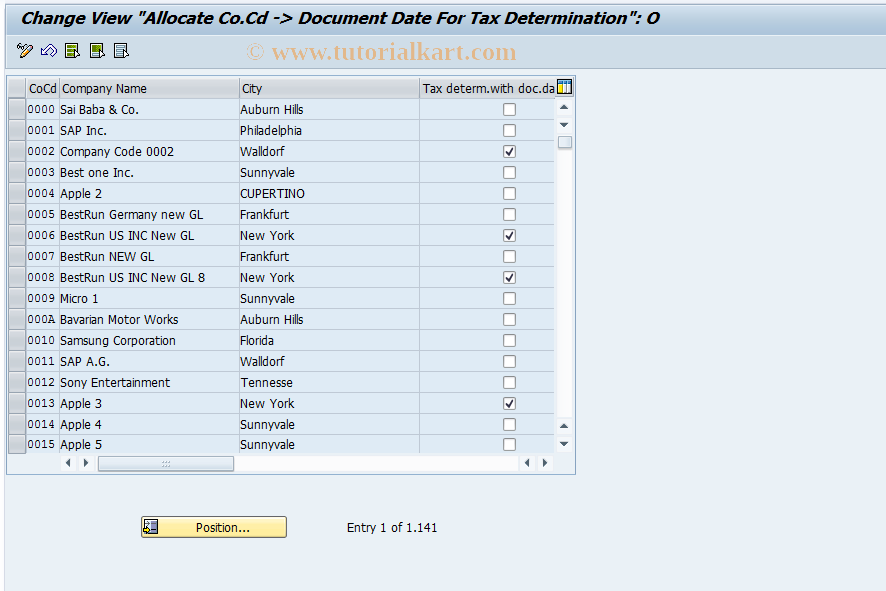 SAP TCode OBCK - FI Table Maintenance T001 (XSTDT)