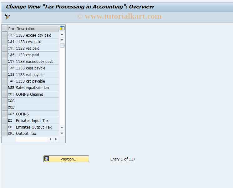 SAP TCode OBCN - C FI Maintain Table T007B