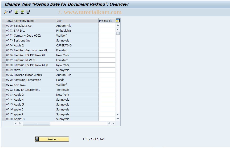 SAP TCode OBD1 - Document parking posting date
