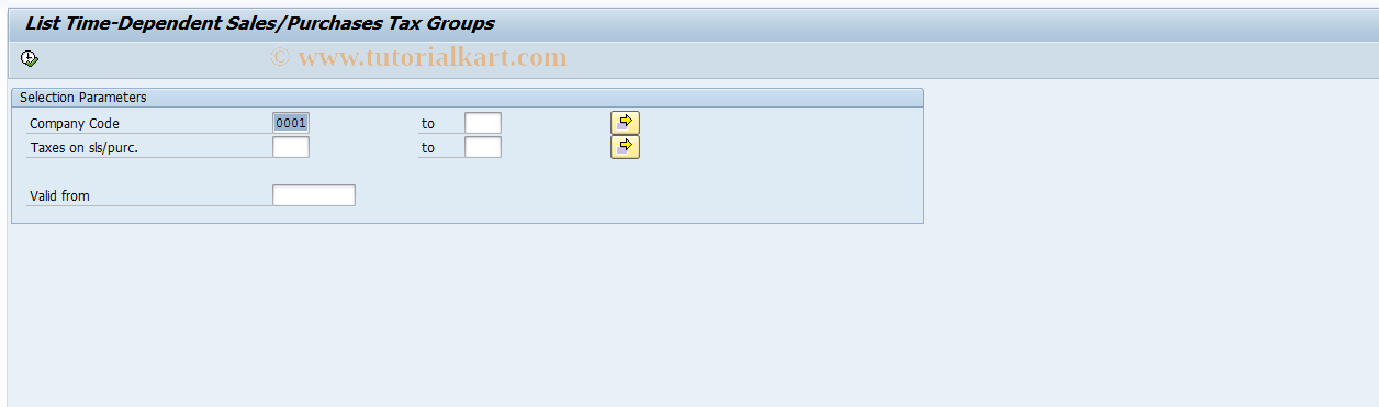 SAP TCode OBDL - List Time-Department Sales/ Purchase Tax Groups