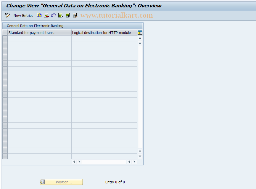 SAP TCode OBEBGEN - Electronic Banking: General