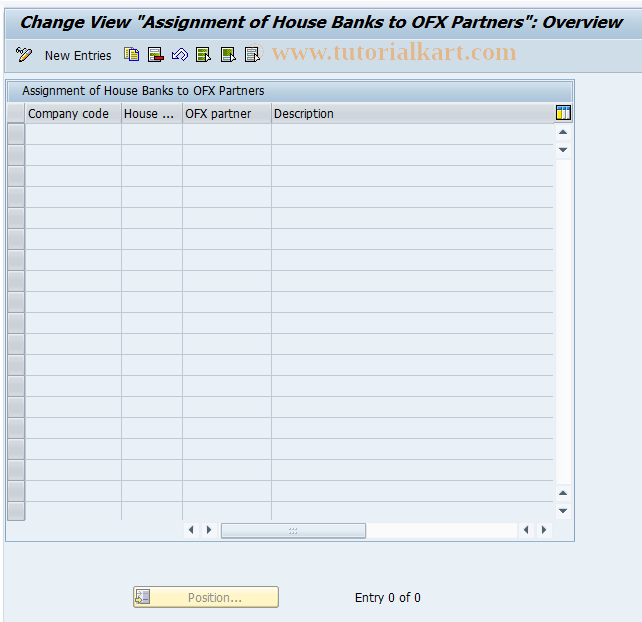 SAP TCode OBEBLADR - Assign Banks to OFX partners