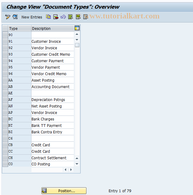 SAP TCode OBF4 - C FI maintain table T003