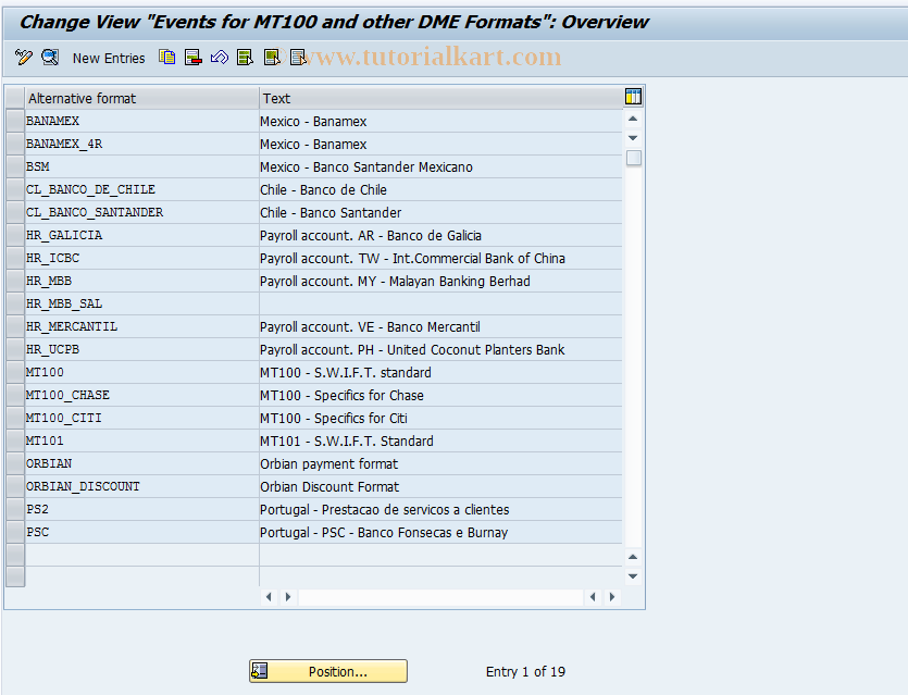 SAP TCode OBF5 - C FI Maintenance  Table T042OFI/T042OFIT