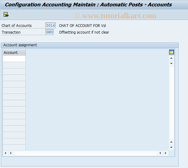SAP TCode OBG1 - C FI Maintain tbl T030 offsttng acct