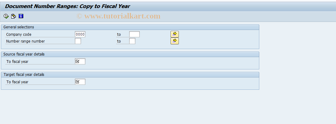SAP TCode OBH2 - C FI Document Number Range: Copy Fiscal Year