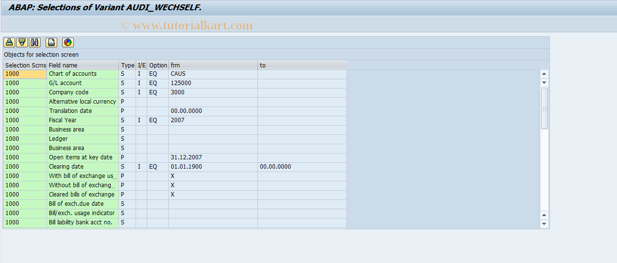 SAP TCode OBJ3 - C FI Year End Bill of Exchange List