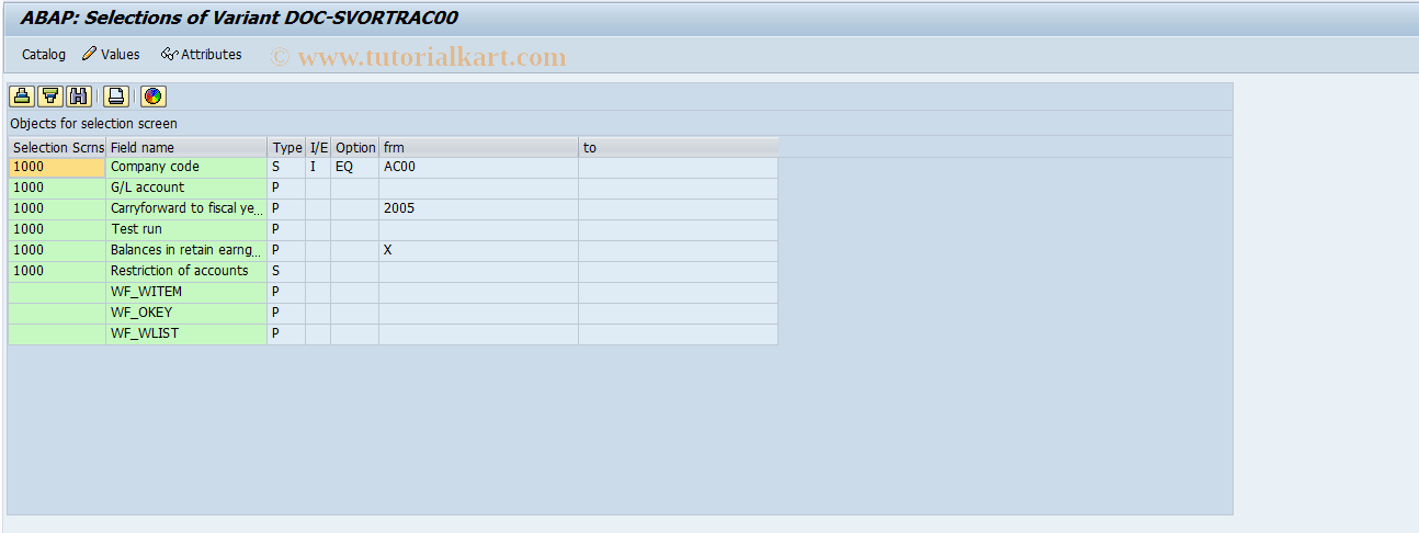 SAP TCode OBK8 - G/L Accounts Balance Carried Forward