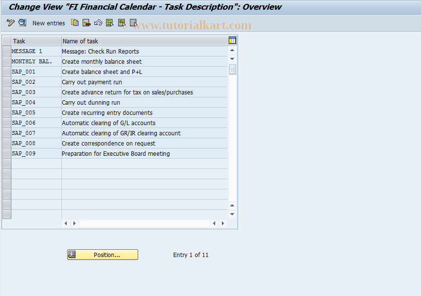 SAP TCode OBKU - C FI Table T011A + T011B Maintenance