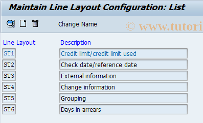 SAP TCode OBO2 - C FI FAKP Credit Mangmnt Line Layout