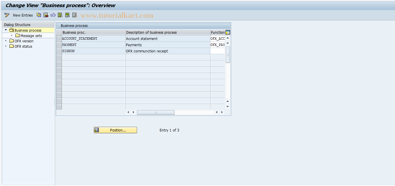 SAP TCode OBOFXTECH - OFX: Technical Customizing