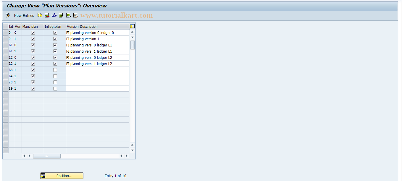 SAP TCode OBP6 - G/L: Versions