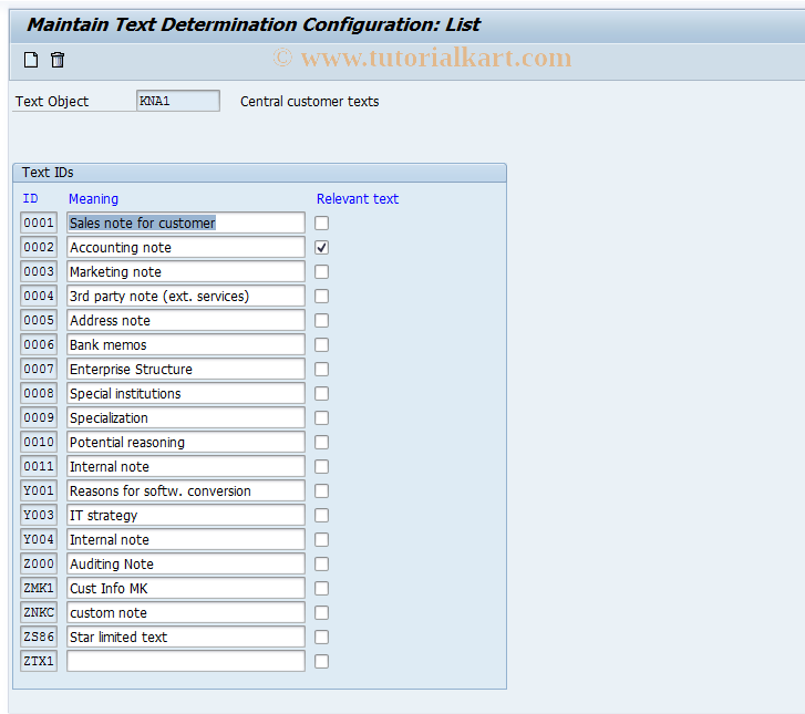 SAP TCode OBT1 - C FI Maintain Table TTXID (KNA1)