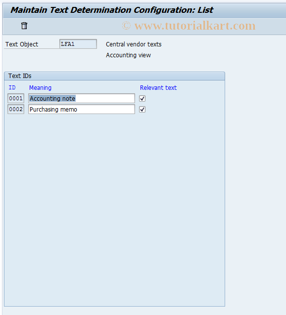 SAP TCode OBT4 - C FI Maintain Table TTXID (LFA1)