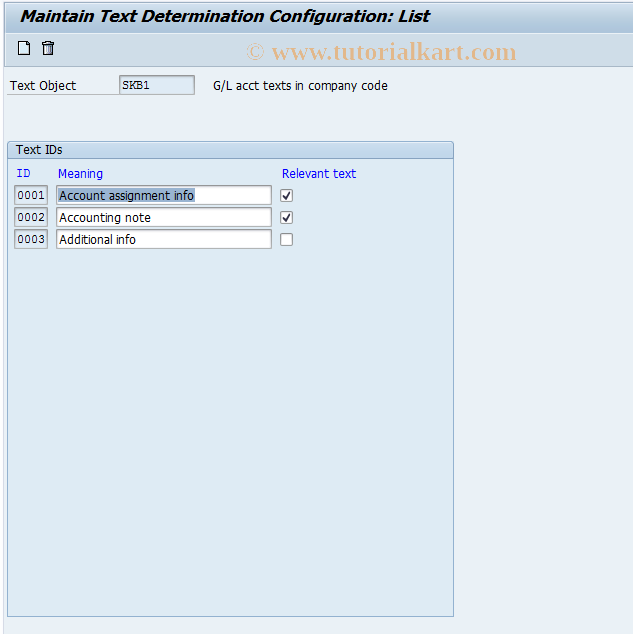 SAP TCode OBT7 - C FI Maintain Table TTXID (SKB1)