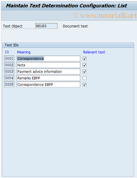SAP TCode OBT8 - C FI Maintain Table TTXID (BELEG)