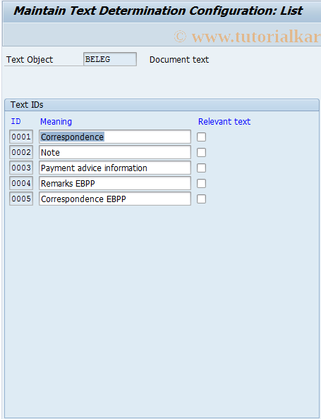 SAP TCode OBT9 - C FI Maintain Table TTXID (MR01)