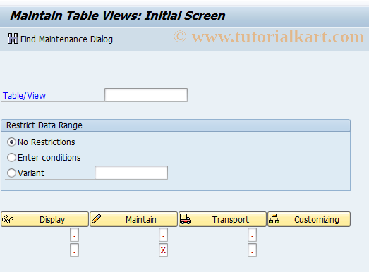 SAP TCode OBVV - C FI Maintain Restricted View