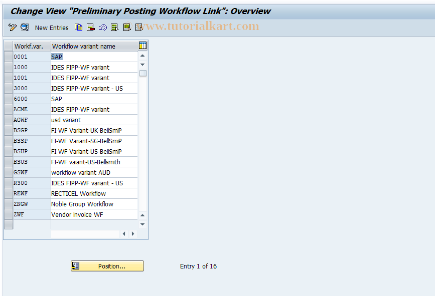 SAP TCode OBWA - C FI Table VBWF01+VBWF02 Maintenance