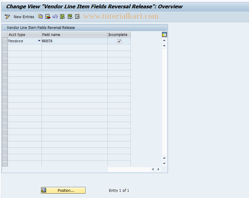 SAP TCode OBWH - C FI Table VBWF04 Maintenance (Vend)