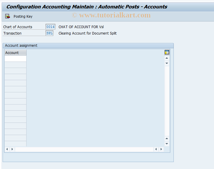 SAP TCode OBX2 - CO-FI Table T030B Document Splitting