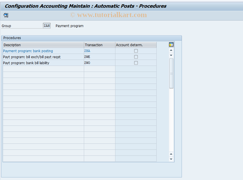 SAP TCode OBXC - C FI Table T030