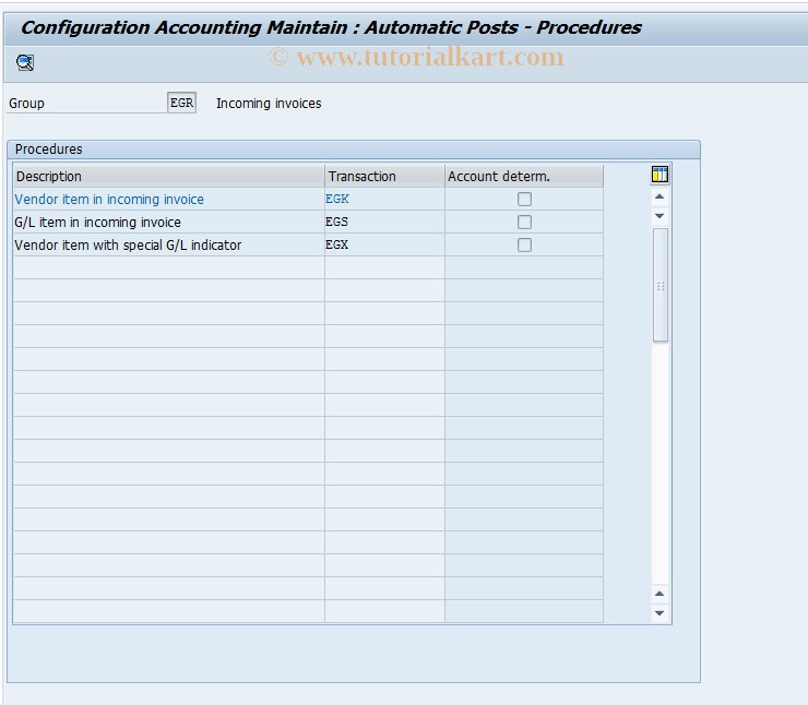 SAP TCode OBXJ - C FI Table T030B