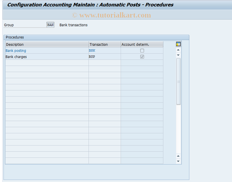 SAP TCode OBXK - C FI Table T030