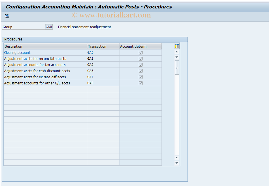 SAP TCode OBXM - C FI Table T030