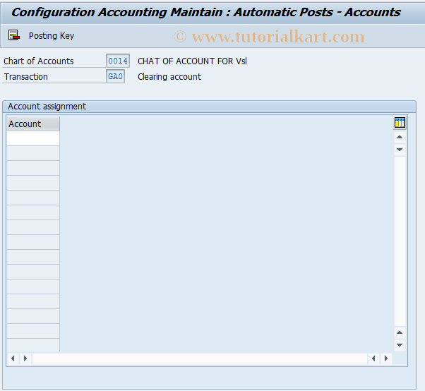 SAP TCode OBXN - C FI Table T030 GAU/GA0