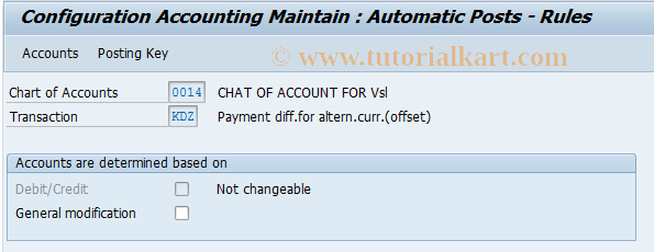 SAP TCode OBXQ - C FI Table T030 KDZ