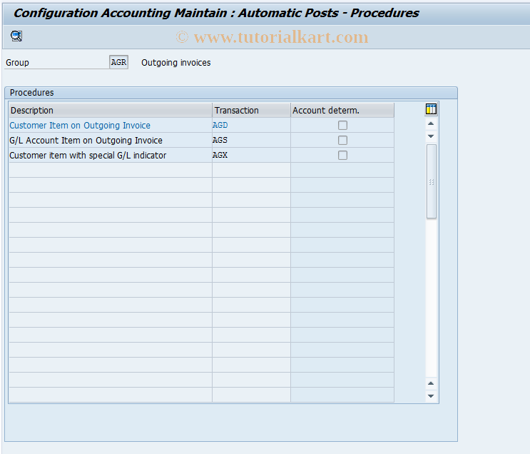 SAP TCode OBXW - C FI Table T030B Cleared Invoices