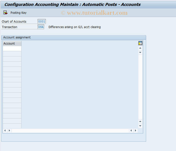 SAP TCode OBXZ - C FI Table T030 G/L Accont Clearing