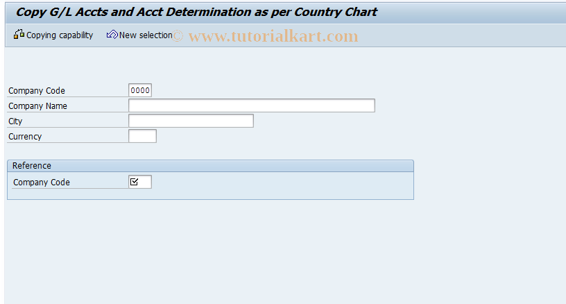 SAP TCode OBY0 - C FI Copy CoCde with Ctry Chrt/Accounts