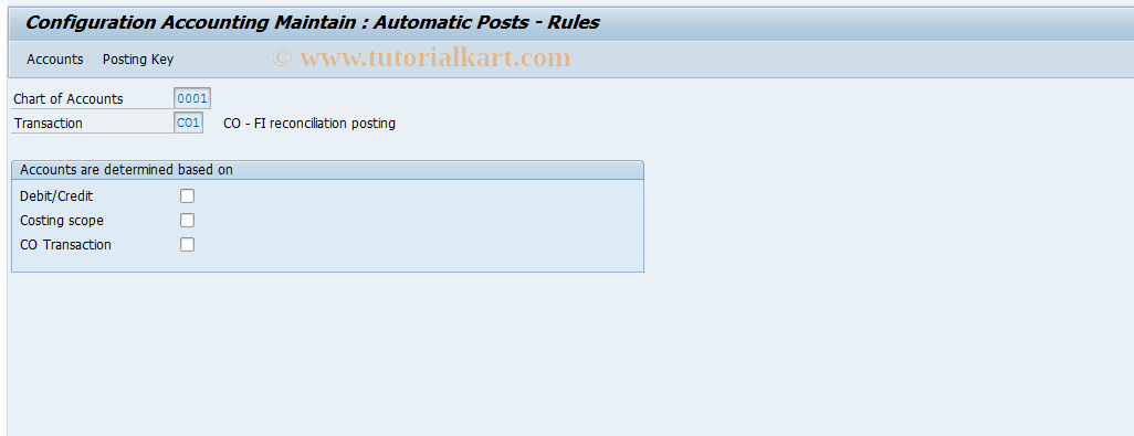 SAP TCode OBYB - Maintain automatic postings accounts