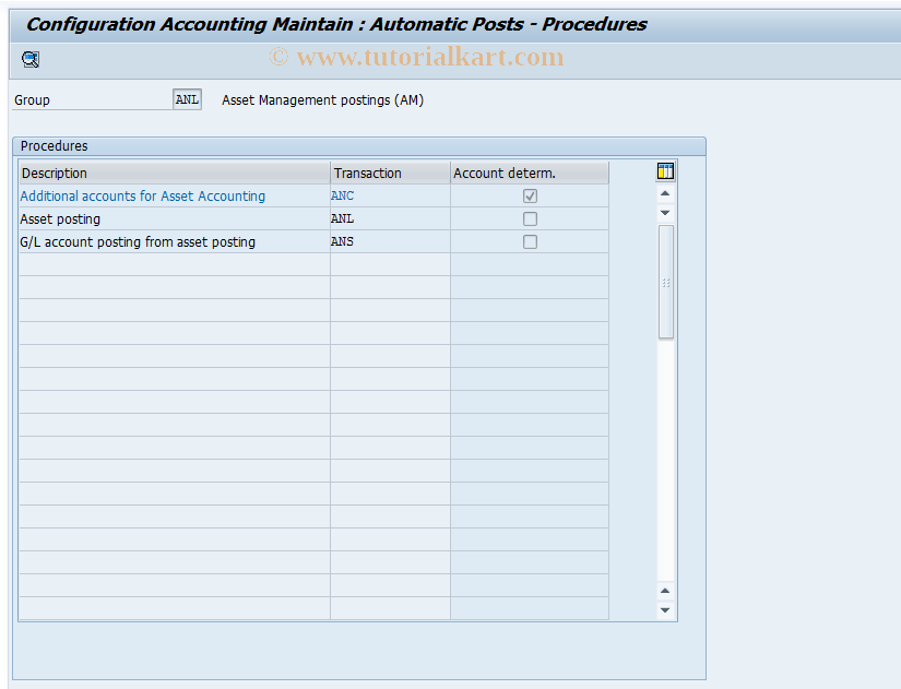 SAP TCode OBYD - C FI Table T030