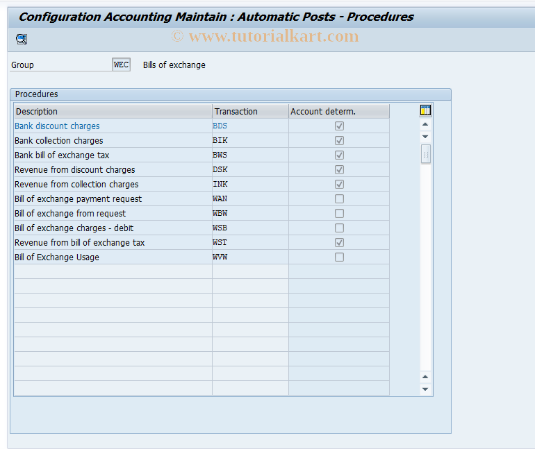 SAP TCode OBYH - C FI Table T030