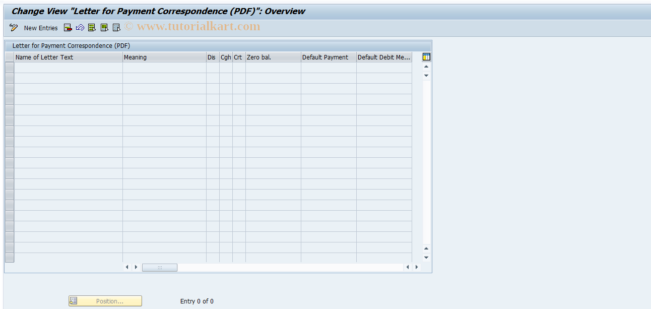 SAP TCode OBZ4CT - Letter for Payment Correspondence